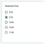 preferred time slot